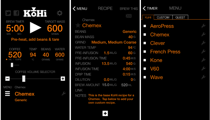 KoHi Pour Over Coffee Brewing App