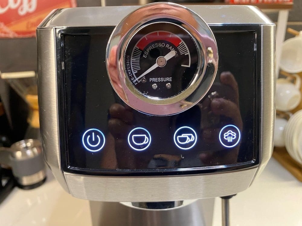 the Wirsh espresso machine front LED dial